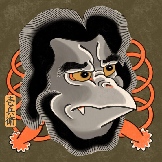 Karasu Tengu mask, dal libro Lines and Drawings by Ichibay